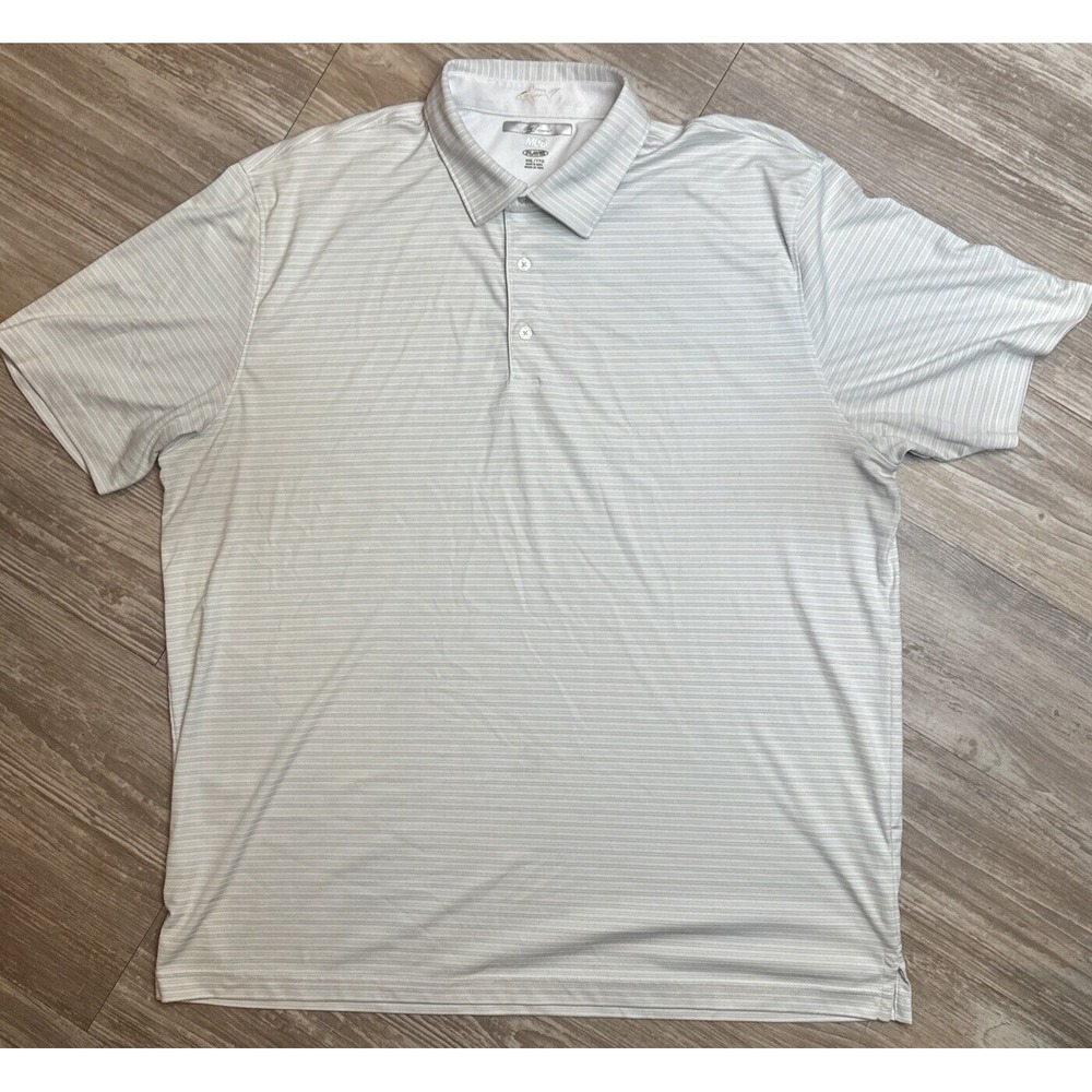 Greg Norman ML75 Golf Polo Shirt Men's XXL White Striped Short Sleeve Play Dry‎